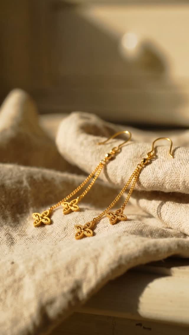 Golden Floral Cascade Earrings